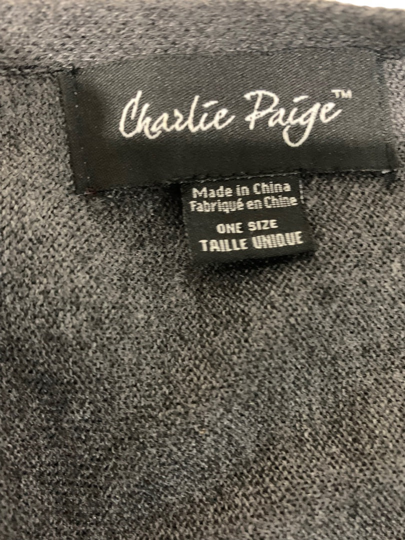 One Size Charlie Paige Women's Wool Blend Poncho Gray Black Lightweight