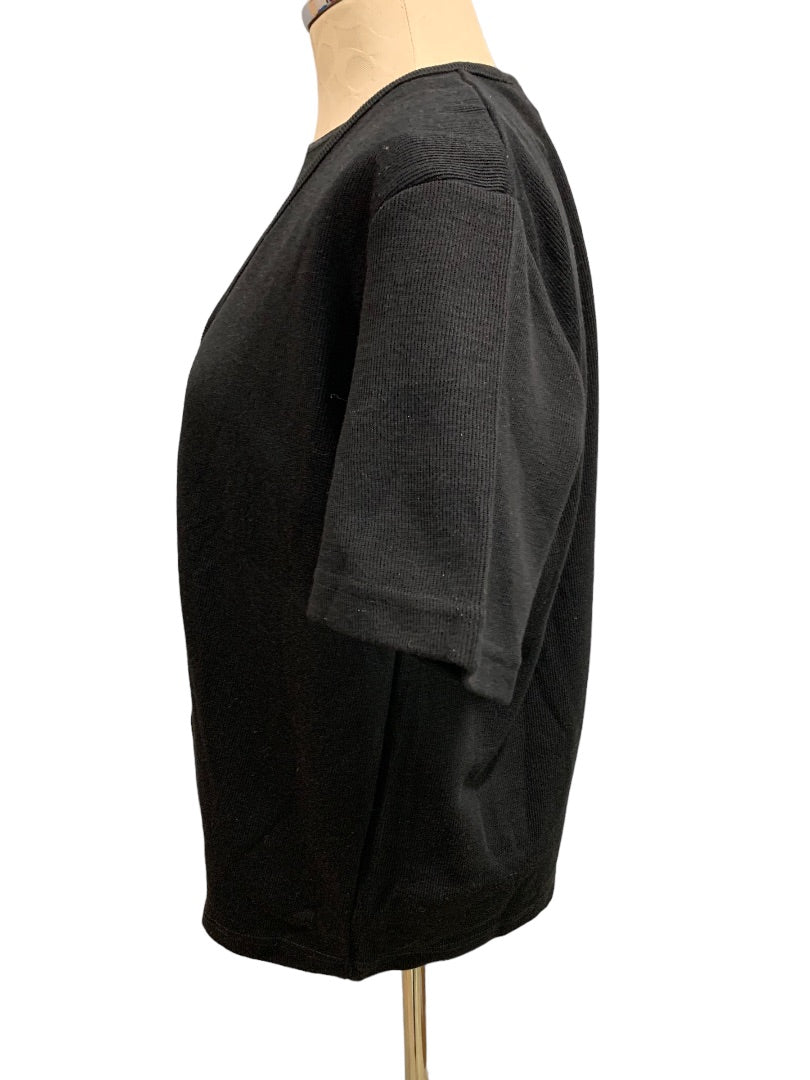 Large Carolyn Taylor Women's Black New Short Sleeve Pullover Cardigan Style Sweater