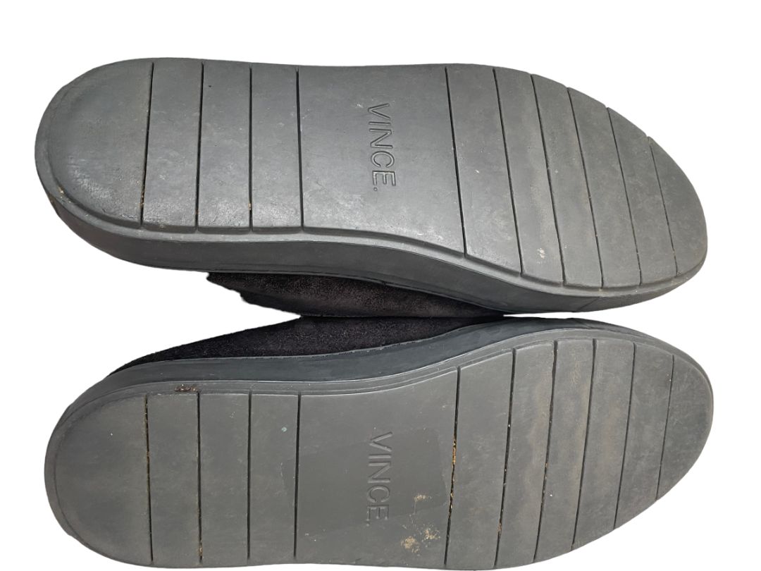 7 VINCE Neda Black Suede Slip-On Sneakers Leather Toe Cap