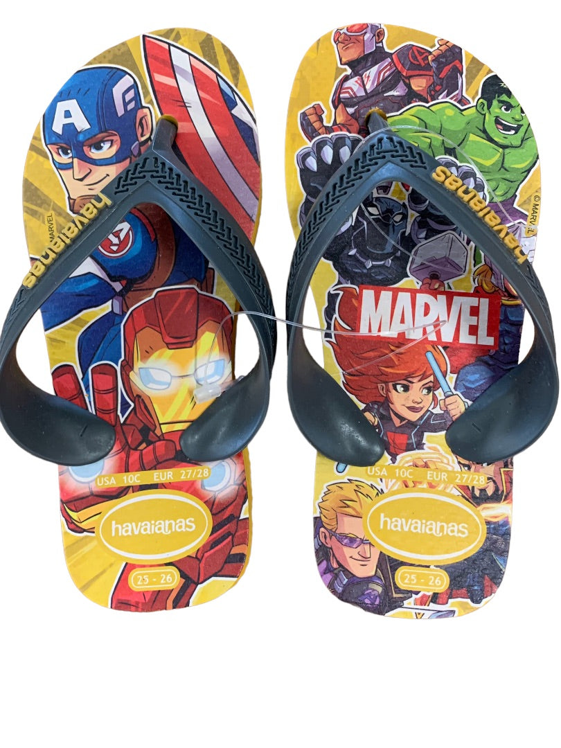 10c Havaianas Youth Marvel Comics Orange Citrus Flip Flops Sandals New