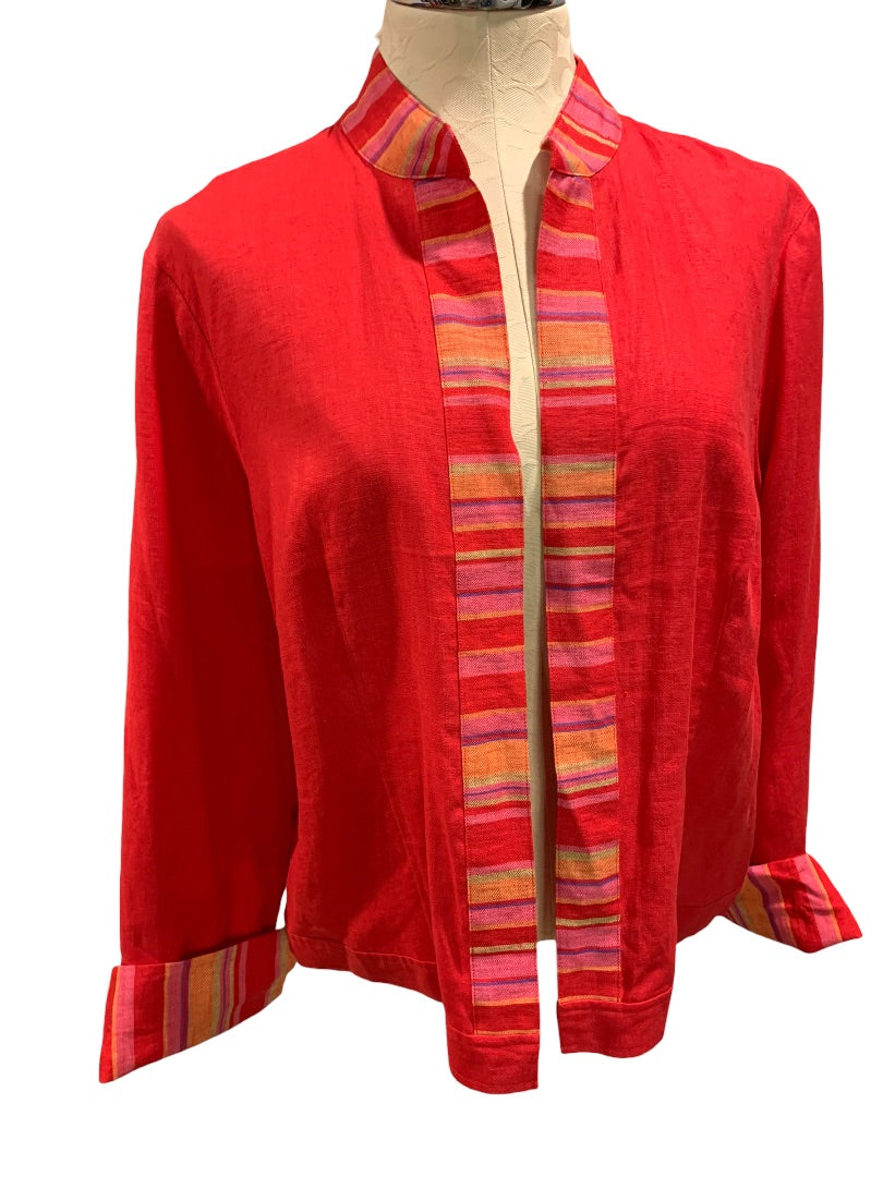 XL Willi Smith Women's New Linen Jacket Lagenlook Contrast Trim