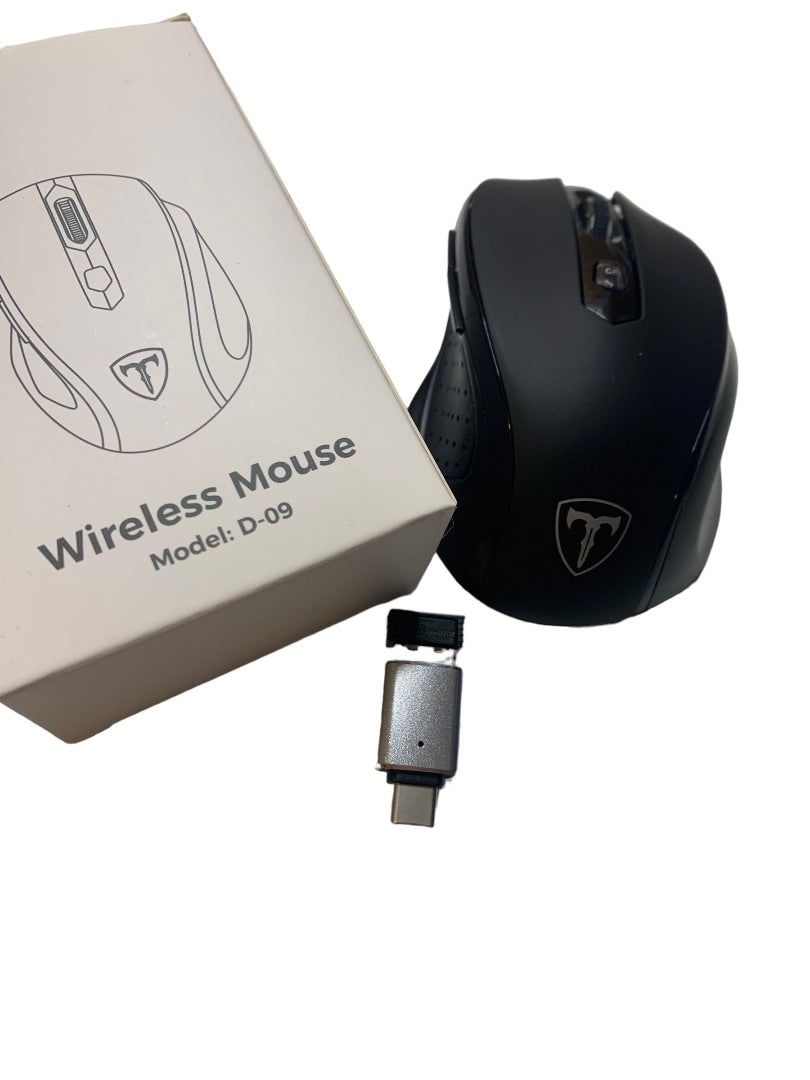 Wireless Mouse Model D-09 (CA57BN) Scroll Wheel Black with USB Receiver New