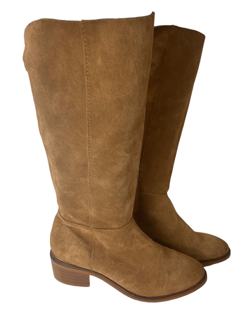 6 Haughty Monkey Women's Brown Suede Boots 1.5" Block Heel