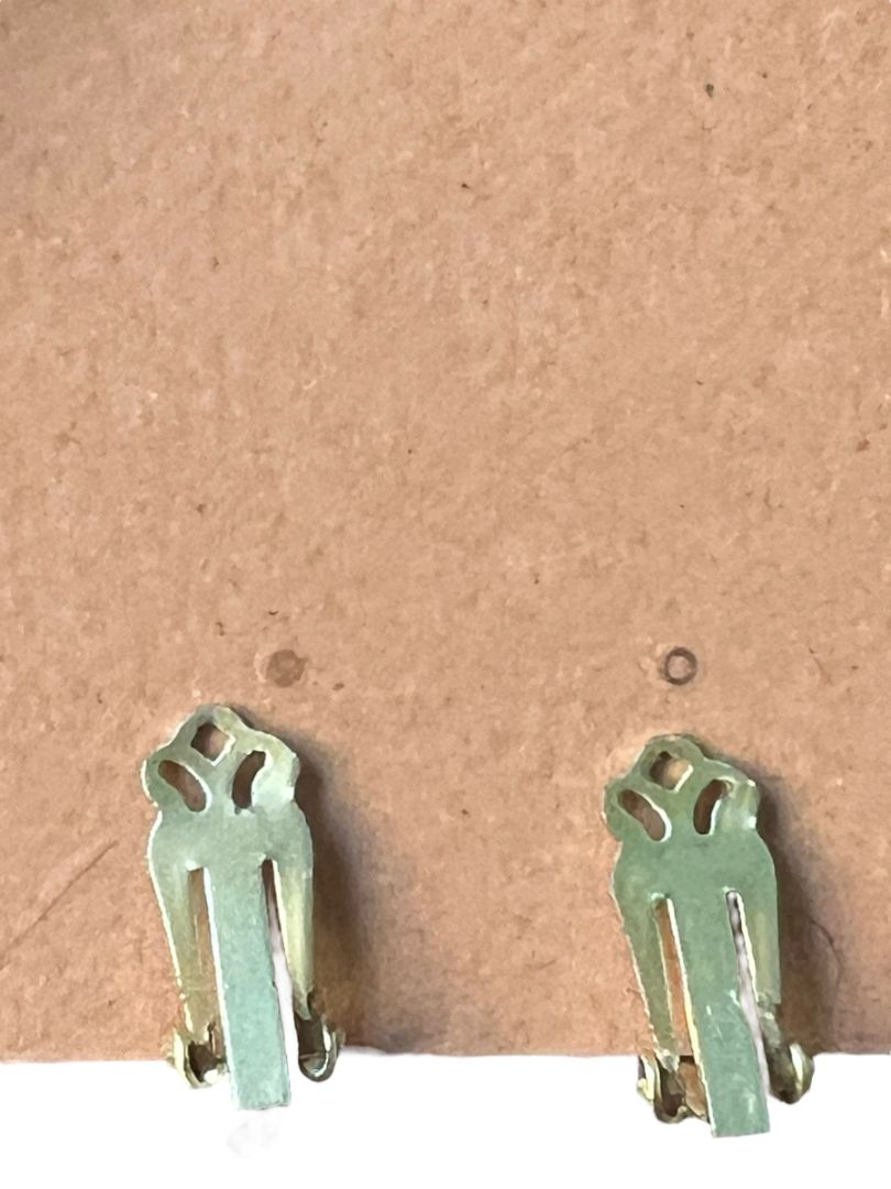 Vintage Christmas Tree Clip On Earrings Goldtone Rhinestone