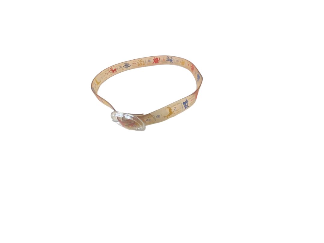 80's Clear Vinyl Rubber Zodiac Sign Belt 30" Long 1" Wide