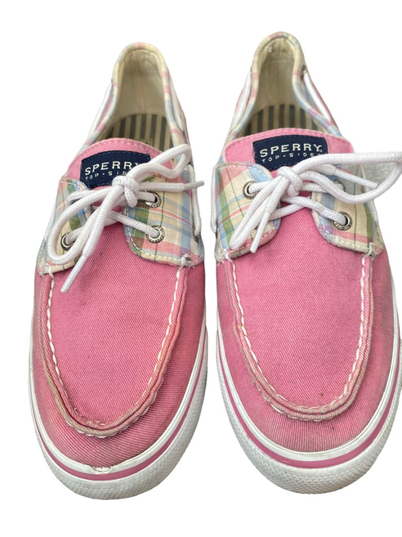 8.5 Sperry Top-Siders Pink Plaid Classic Boat Shoes