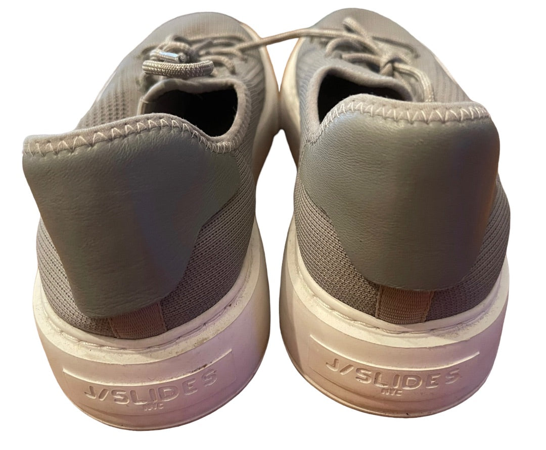 8.5 J Slides NYC Damien Mesh Lace-Up Heel Logo Gray Womens Sneakers