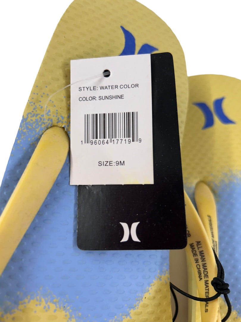 Size 9 Hurley Women's Water Color Sunshine Flip Flops New Thong Sandals