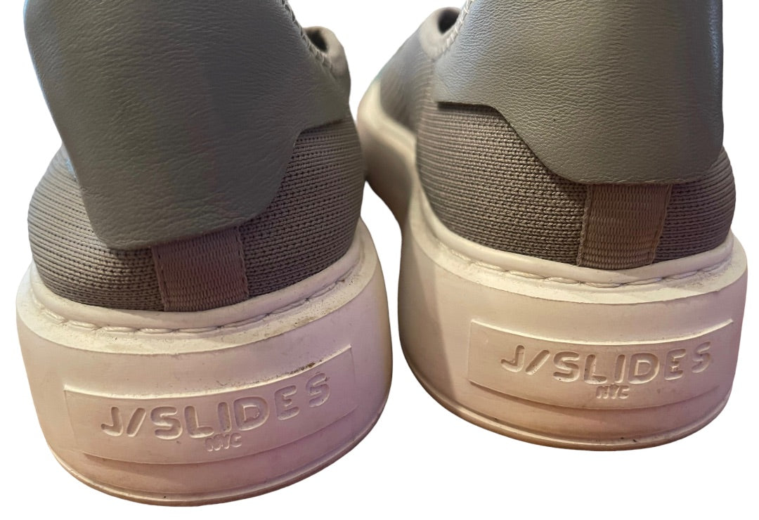 8.5 J Slides NYC Damien Mesh Lace-Up Heel Logo Gray Womens Sneakers