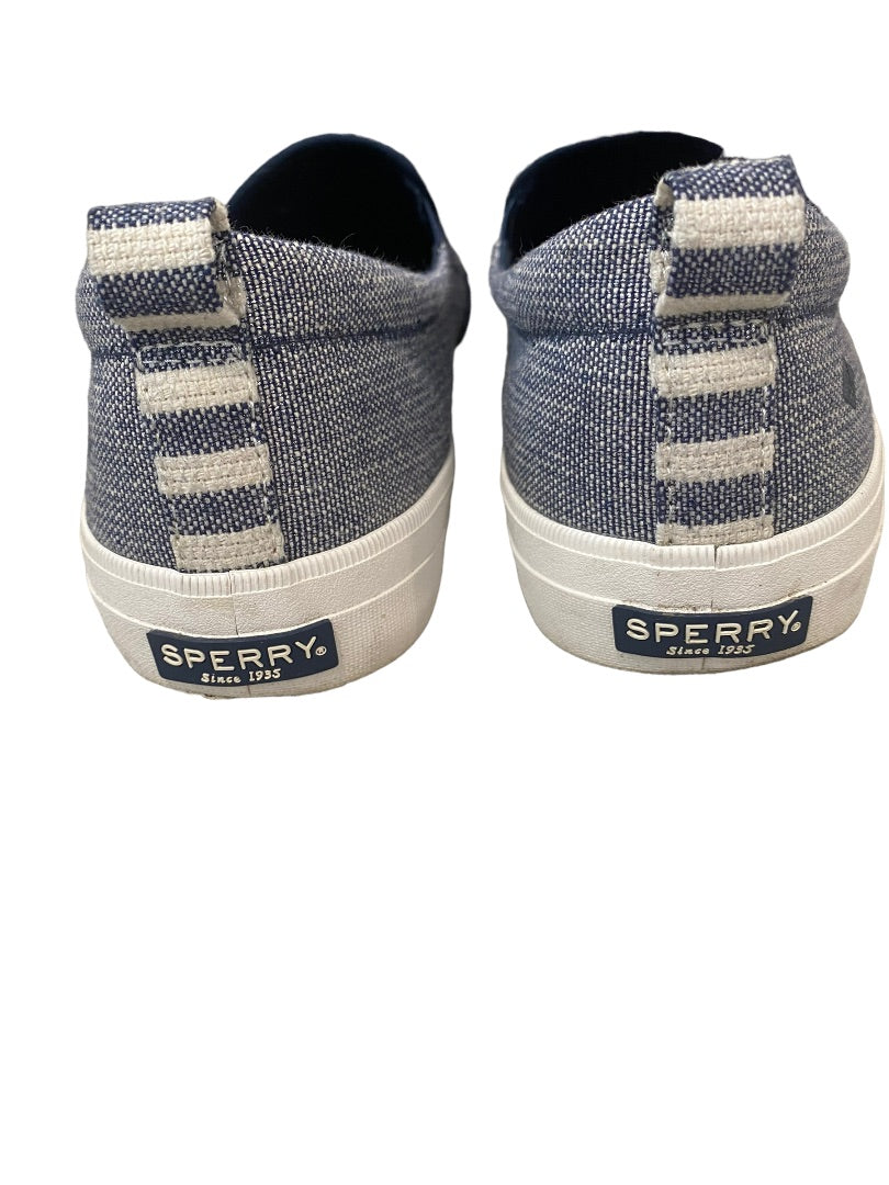Size 12 Sperry Blue White Striped Slip On Sneakers Women's