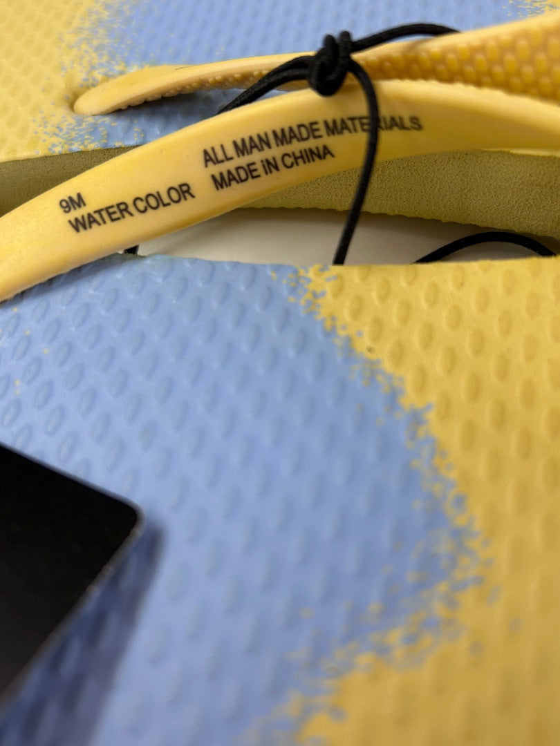Size 9 Hurley Women's Water Color Sunshine Flip Flops New Thong Sandals