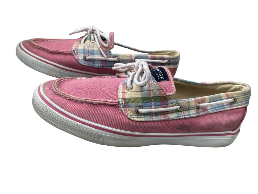 8.5 Sperry Top-Siders Pink Plaid Classic Boat Shoes