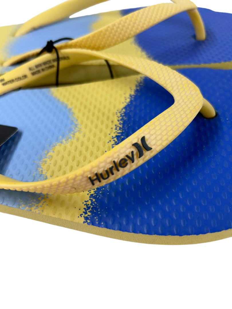 Size 9 Hurley Women's Water Color Sunshine Flip Flops New Thong Sandals