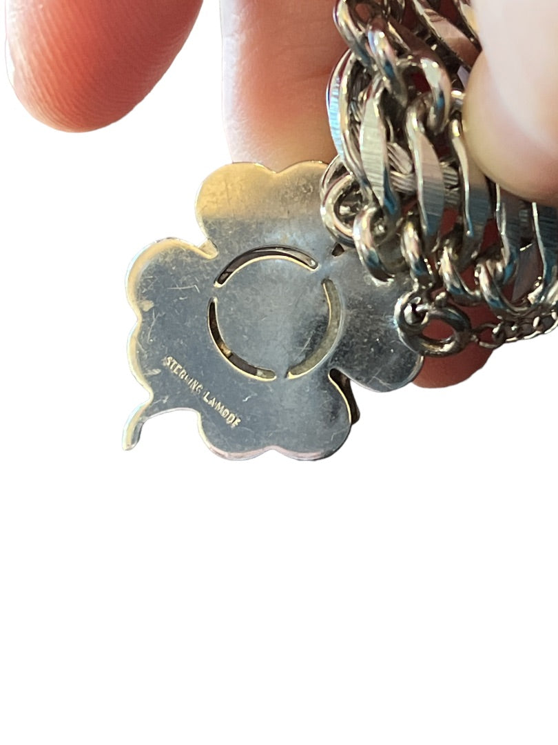 Vintage Rhythm Sterling Silver Charm (5) Bracelet Pisces Bowling Cross Horse Luck Car