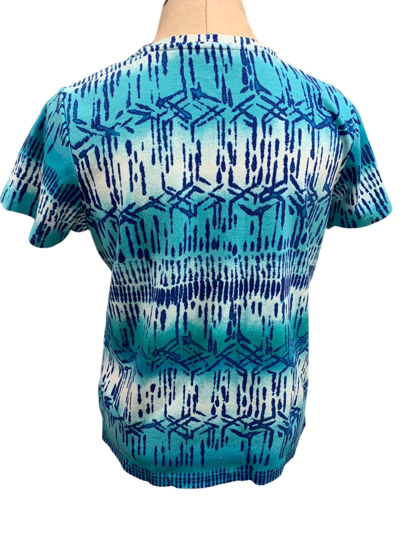 Medium Studio Works Women's Blue Pattern Short Sleeve Tshirt