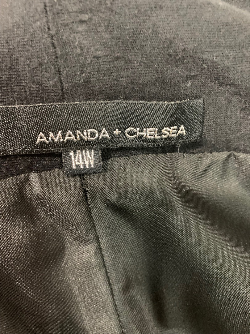 14W Amanda + Chelsea Women's Open Cardigan Vegan Leather Trim Black