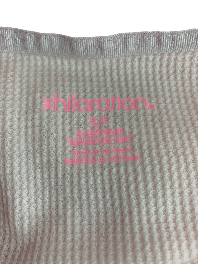 Small Xhilaration Pink Thermal Long Sleeve Top "Chill" Silver Glitter