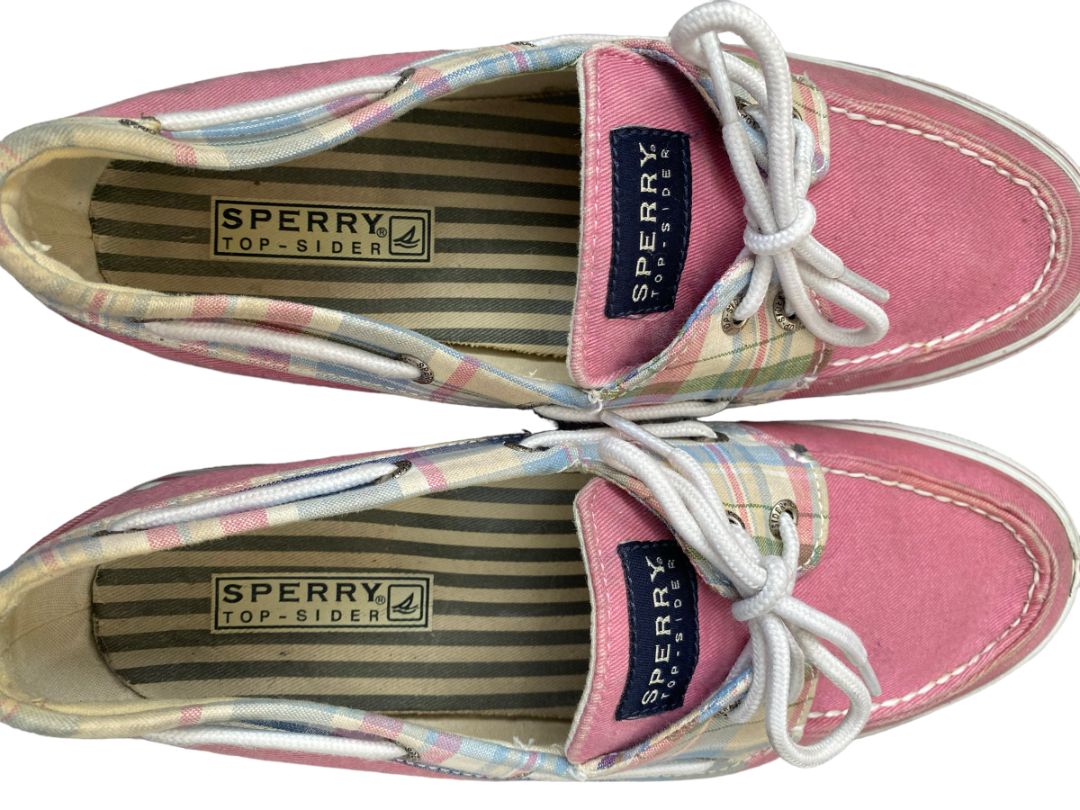 8.5 Sperry Top-Siders Pink Plaid Classic Boat Shoes