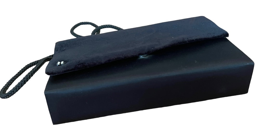 Vintage 1990s La Regale Satin and Velvet Black Evening Bag Clutch Shoulder Bag