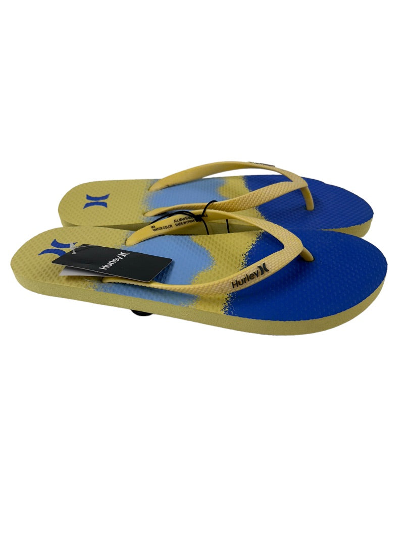 Size 9 Hurley Women's Water Color Sunshine Flip Flops New Thong Sandals