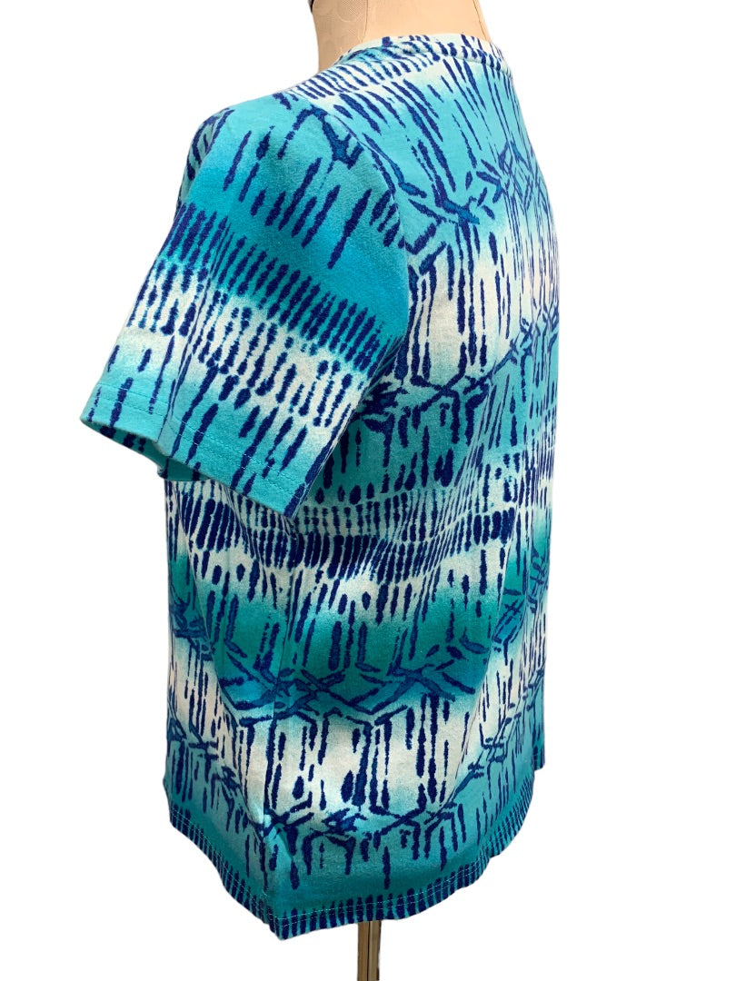 Medium Studio Works Women's Blue Pattern Short Sleeve Tshirt
