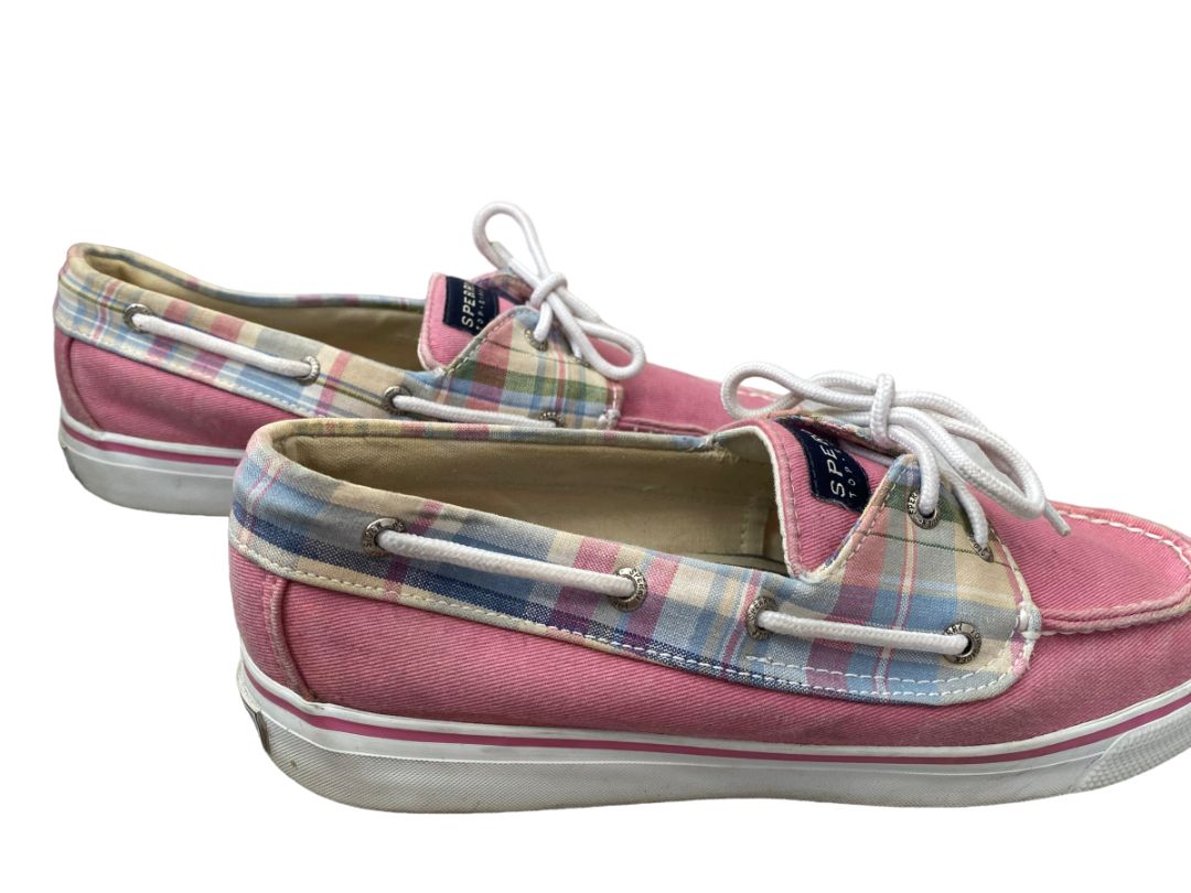 8.5 Sperry Top-Siders Pink Plaid Classic Boat Shoes
