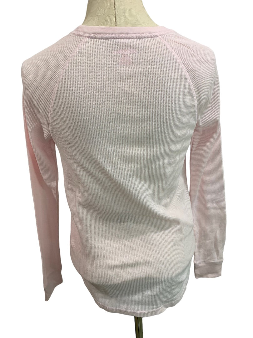 Small Xhilaration Pink Thermal Long Sleeve Top "Chill" Silver Glitter
