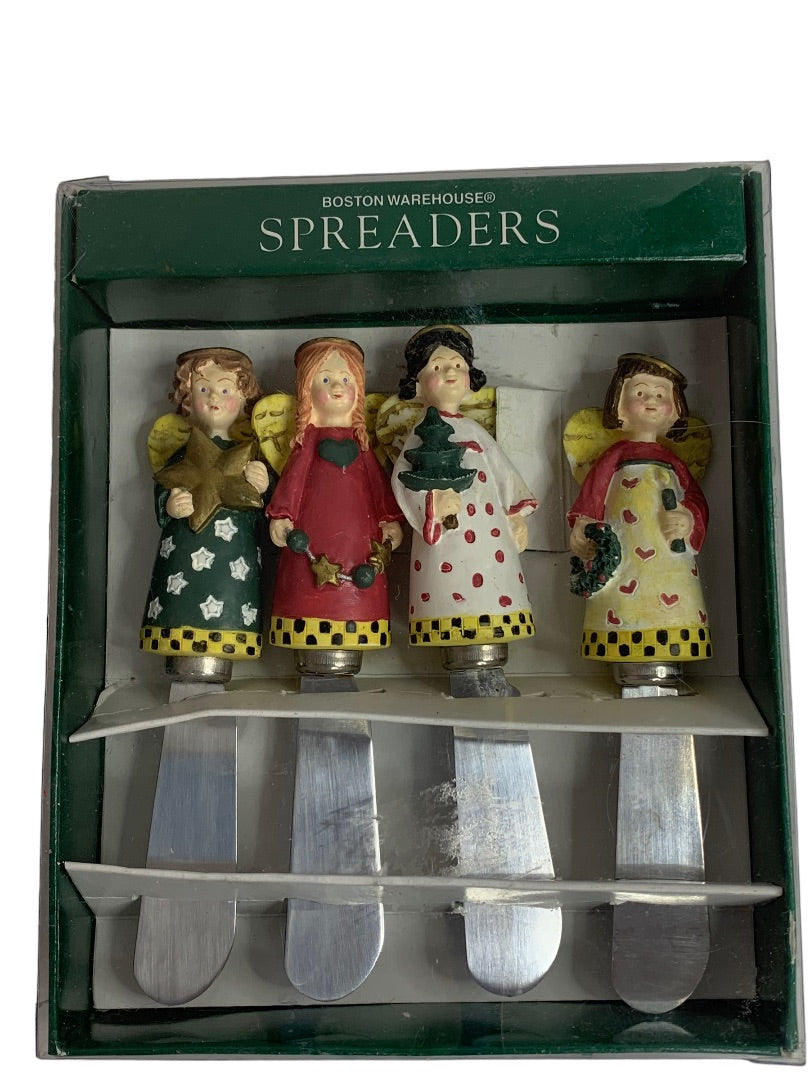 Boston Spreaders Set of 4 Stainless Steel Christmas Angels New