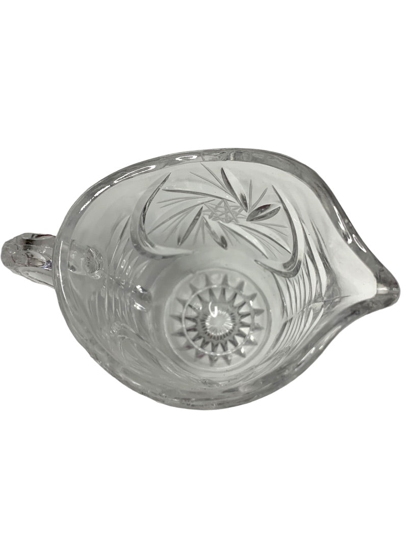 Vintage Clear Cut Pinwheel Crystal Footed Creamer and Sugar Bowl Set