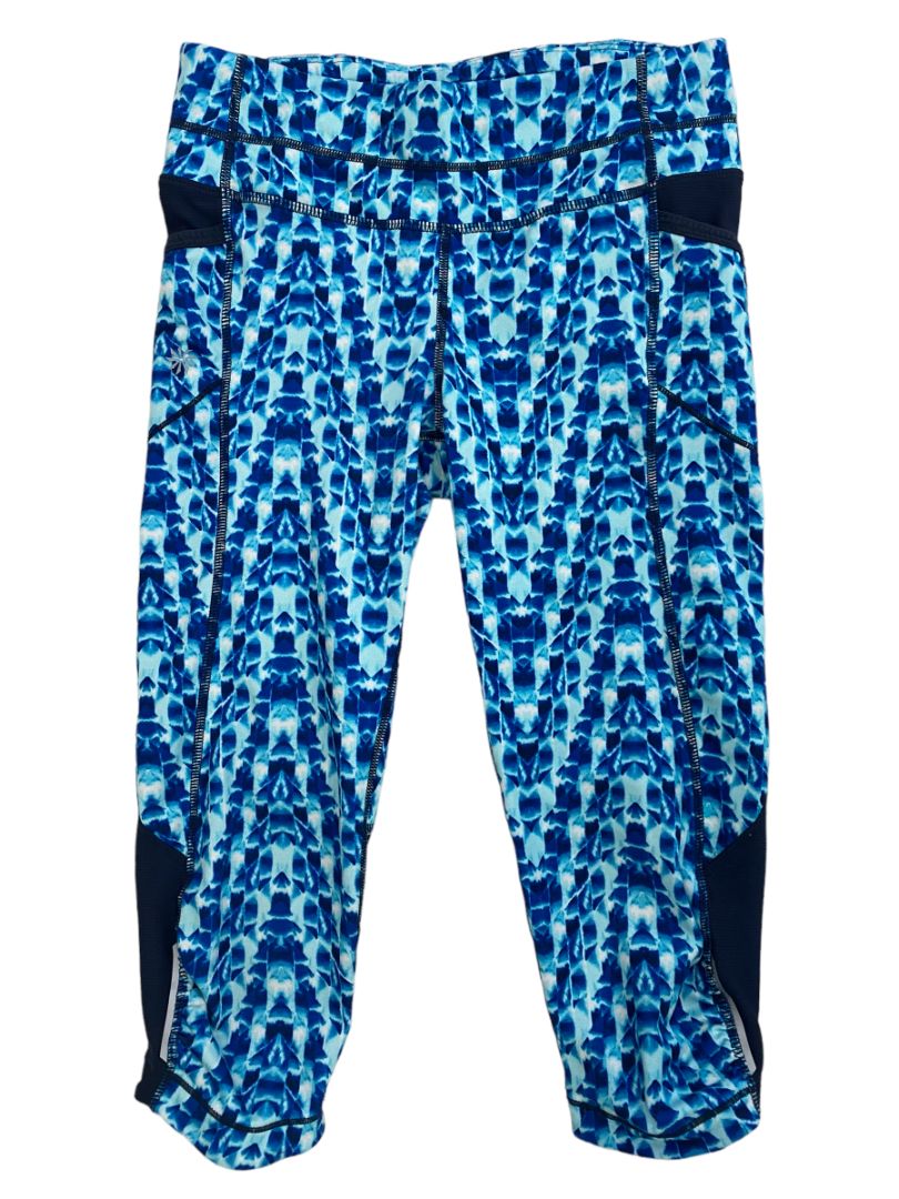 XS Athleta Capri Crop Leggings Watercolor Geometric Pattern Pockets