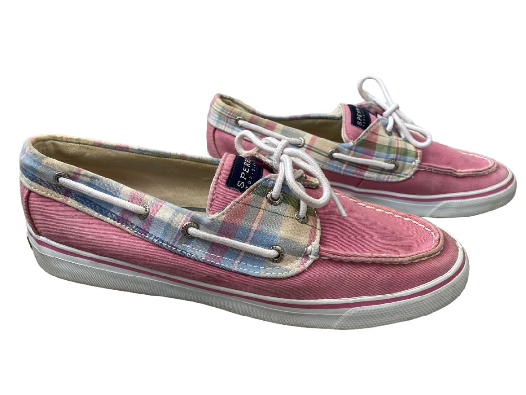 8.5 Sperry Top-Siders Pink Plaid Classic Boat Shoes