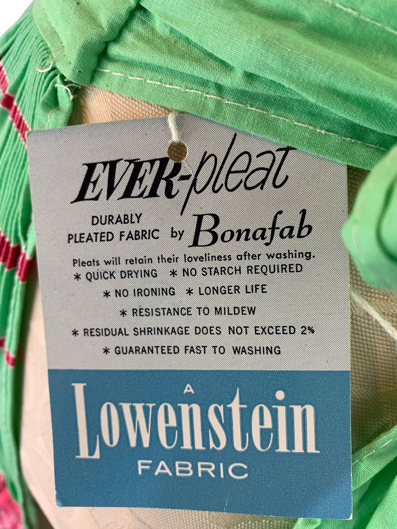 Vintage Ever-Pleat Apron by Lowenstein Sons Pleated Half Apron Green Floral New Old Stock