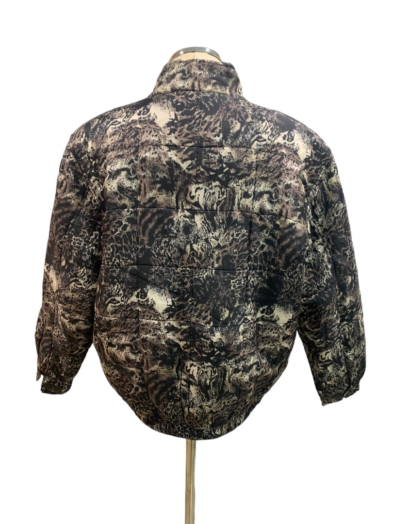 Medium Anna and Frank Women's Silk Vintage 1980s Animal Print Full Zip Jacket