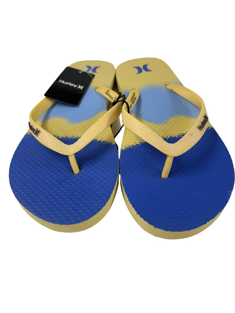 Size 9 Hurley Women's Water Color Sunshine Flip Flops New Thong Sandals