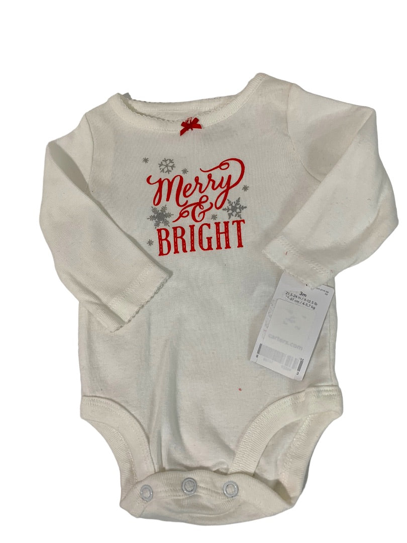 3 Months Carters Girls Two Piece Holiday Outfit New "Merry & Bright" Tutu