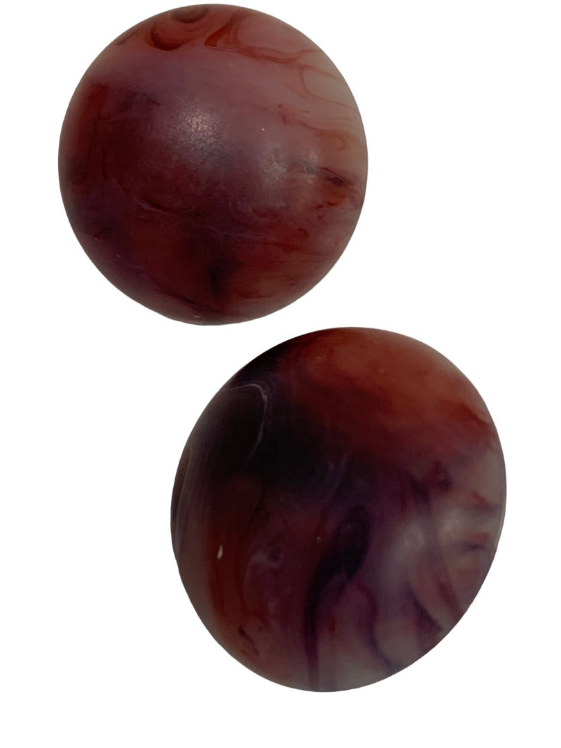 Vintage 1960s Acrylic Post Pierced Round Dome Earrings Amethyst Color Swirl 1" Diameter