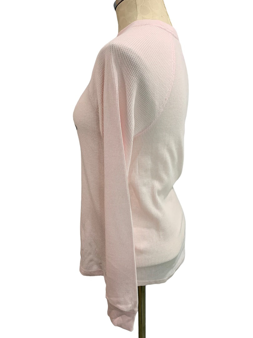 Small Xhilaration Pink Thermal Long Sleeve Top "Chill" Silver Glitter