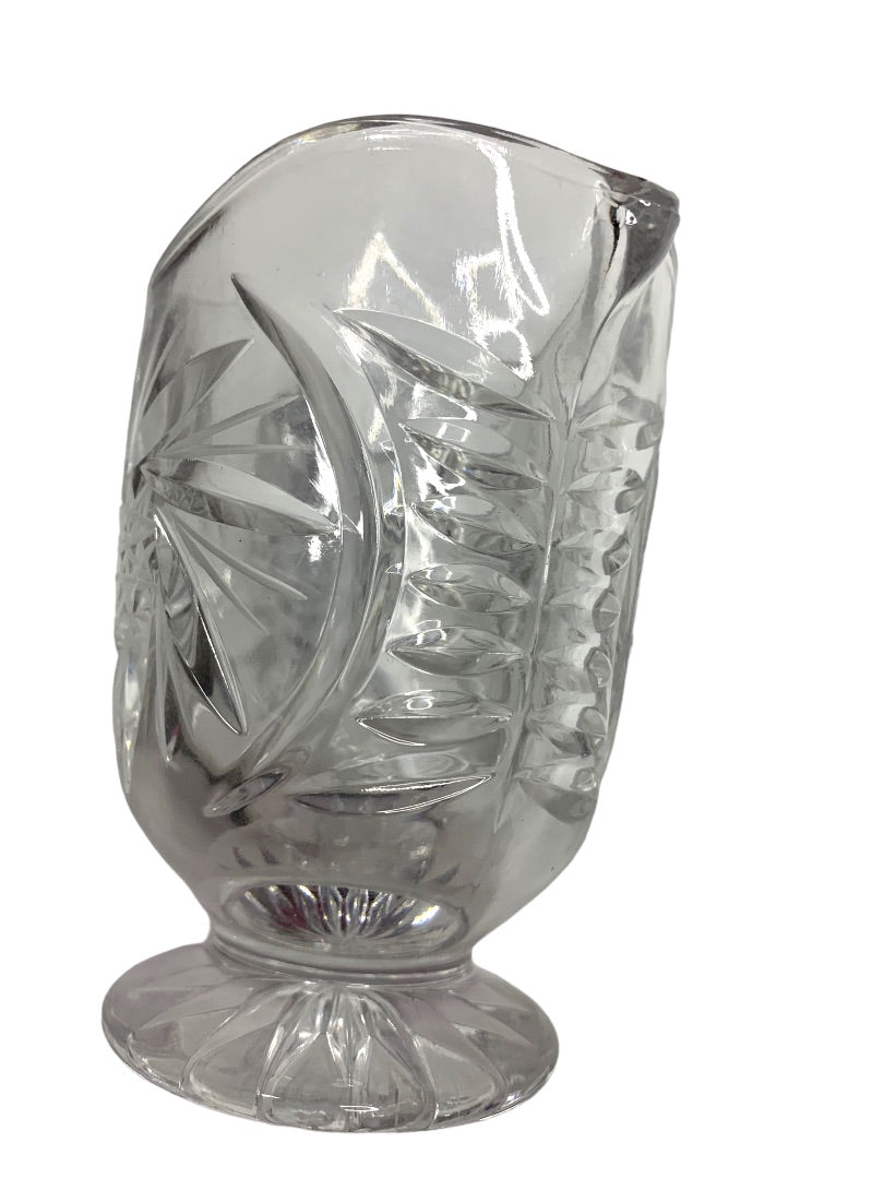 Vintage Clear Cut Pinwheel Crystal Footed Creamer and Sugar Bowl Set