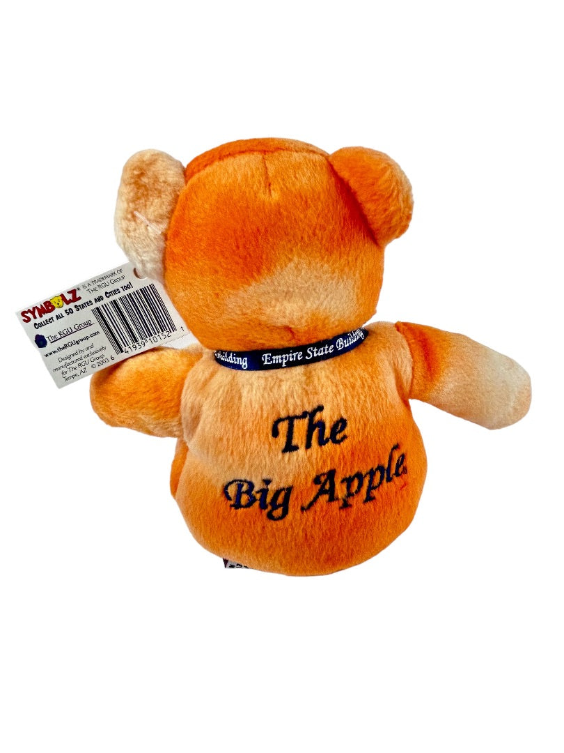 Symbolz The Big Apple Stuffed Animal Beanie Plush New York Orange Bear with Tag 7.5"