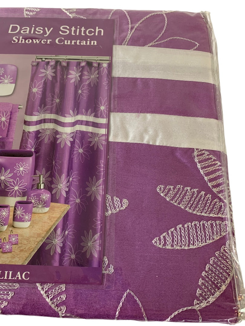 Popular Bath Daisy Stitch Lilac Shower Curtain 70" X 72" 100% Polyester New