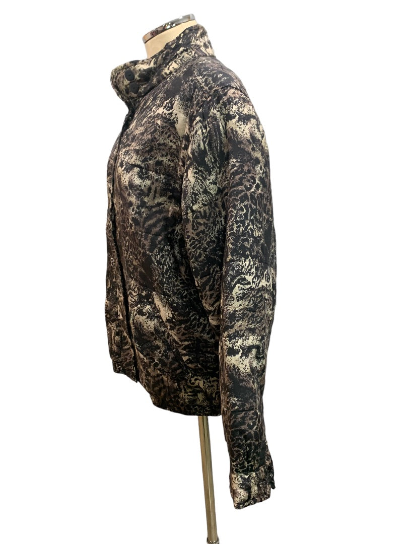 Medium Anna and Frank Women's Silk Vintage 1980s Animal Print Full Zip Jacket