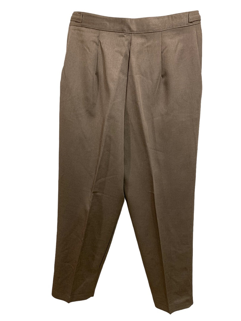 Size 10P Casual Corner Petites Brown Adjustable Waist Dress Pants 1990s Vintage