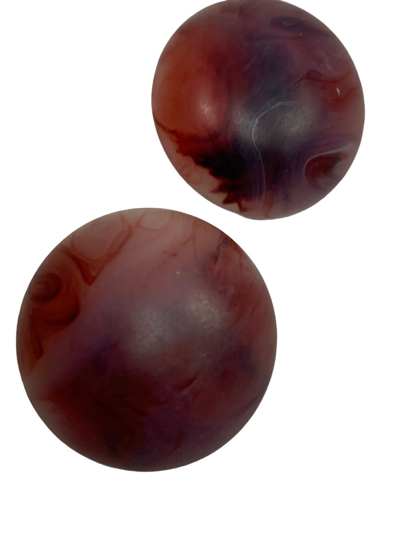 Vintage 1960s Acrylic Post Pierced Round Dome Earrings Amethyst Color Swirl 1" Diameter