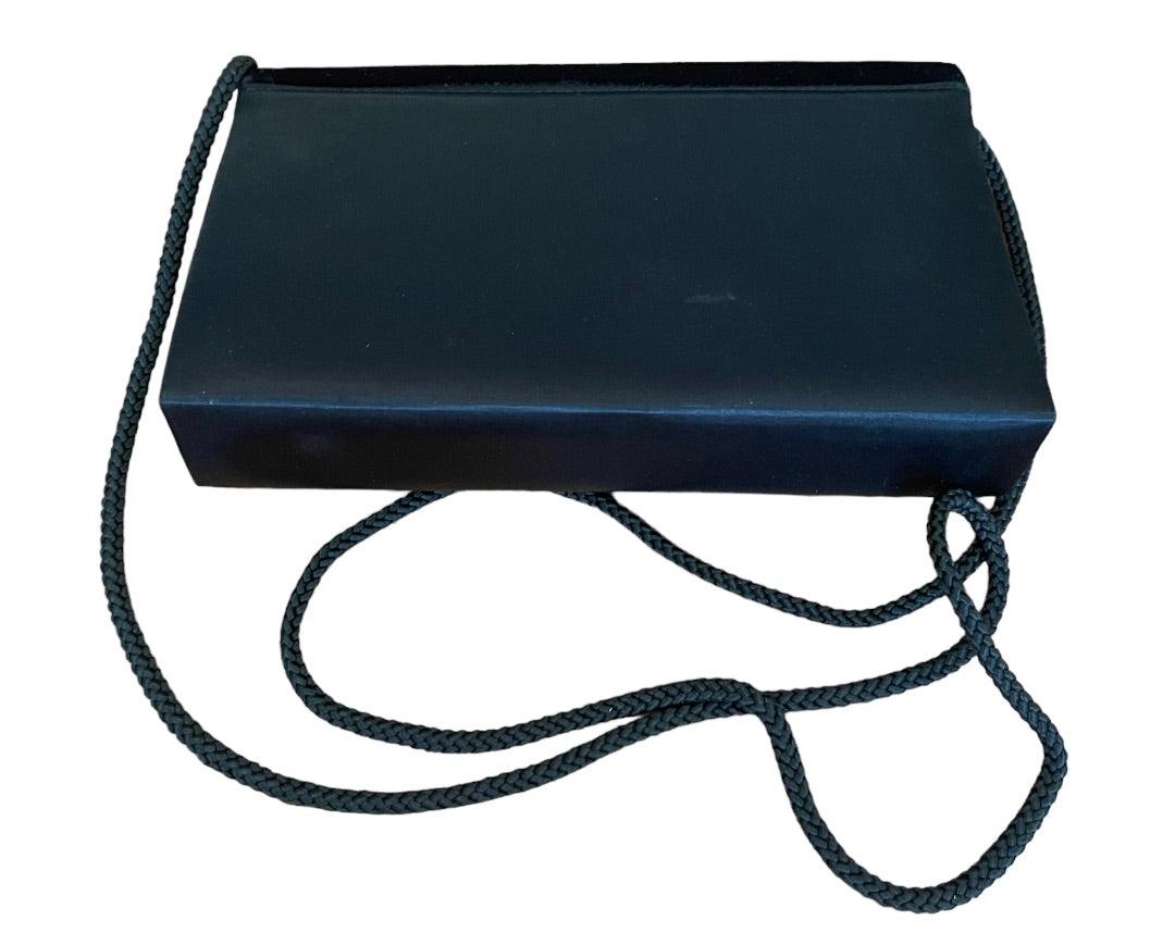 Vintage 1990s La Regale Satin and Velvet Black Evening Bag Clutch Shoulder Bag