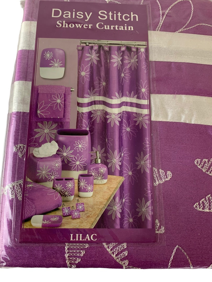Popular Bath Daisy Stitch Lilac Shower Curtain 70" X 72" 100% Polyester New