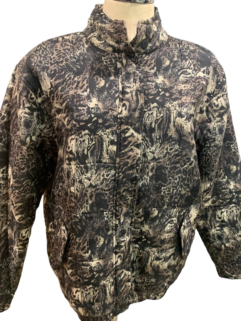 Medium Anna and Frank Women's Silk Vintage 1980s Animal Print Full Zip Jacket