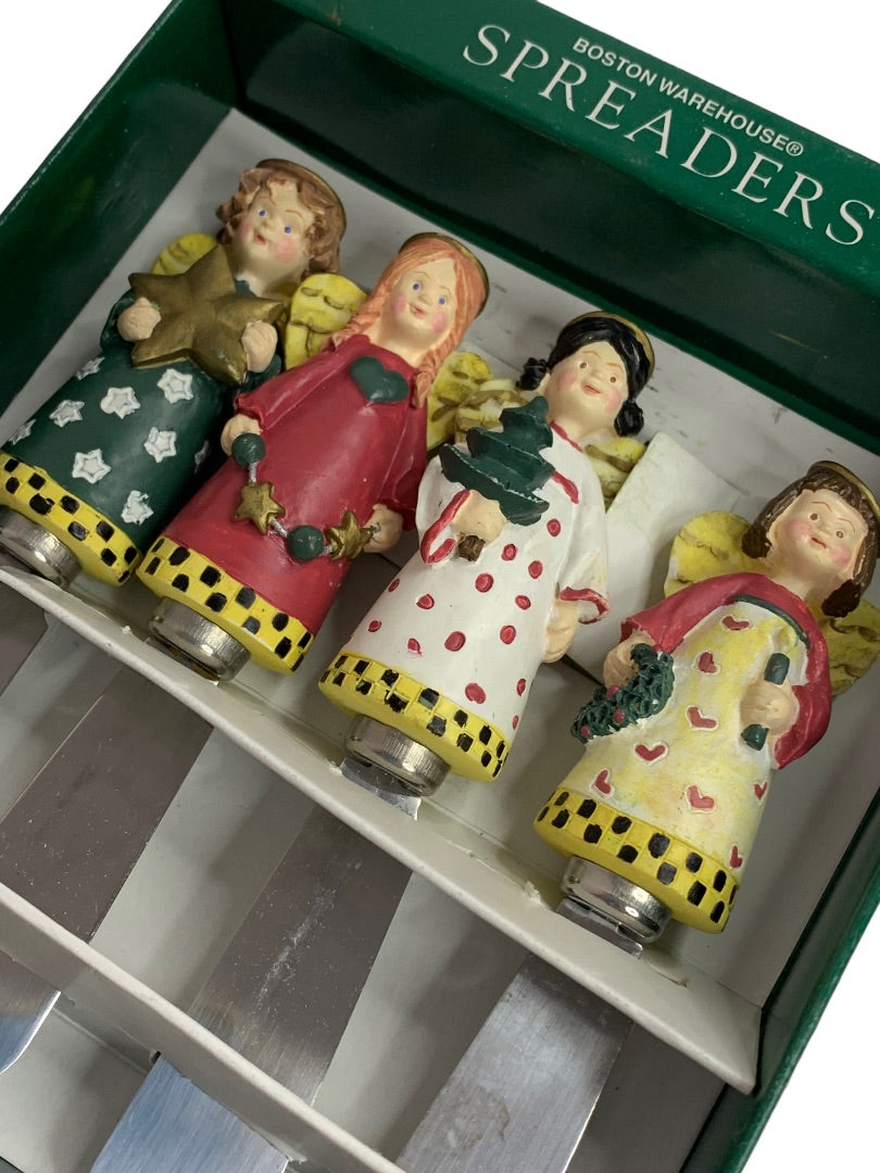 Boston Spreaders Set of 4 Stainless Steel Christmas Angels New