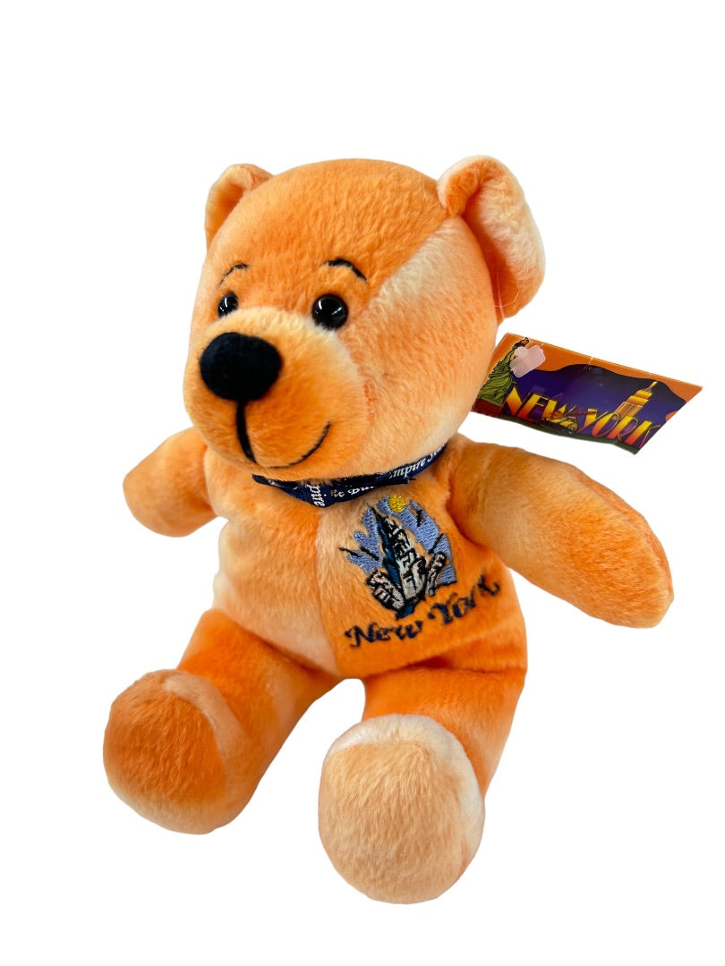 Symbolz The Big Apple Stuffed Animal Beanie Plush New York Orange Bear with Tag 7.5"