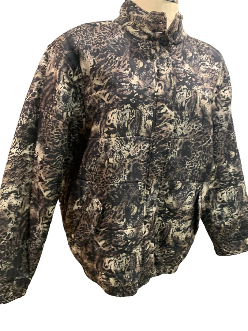 Medium Anna and Frank Women's Silk Vintage 1980s Animal Print Full Zip Jacket