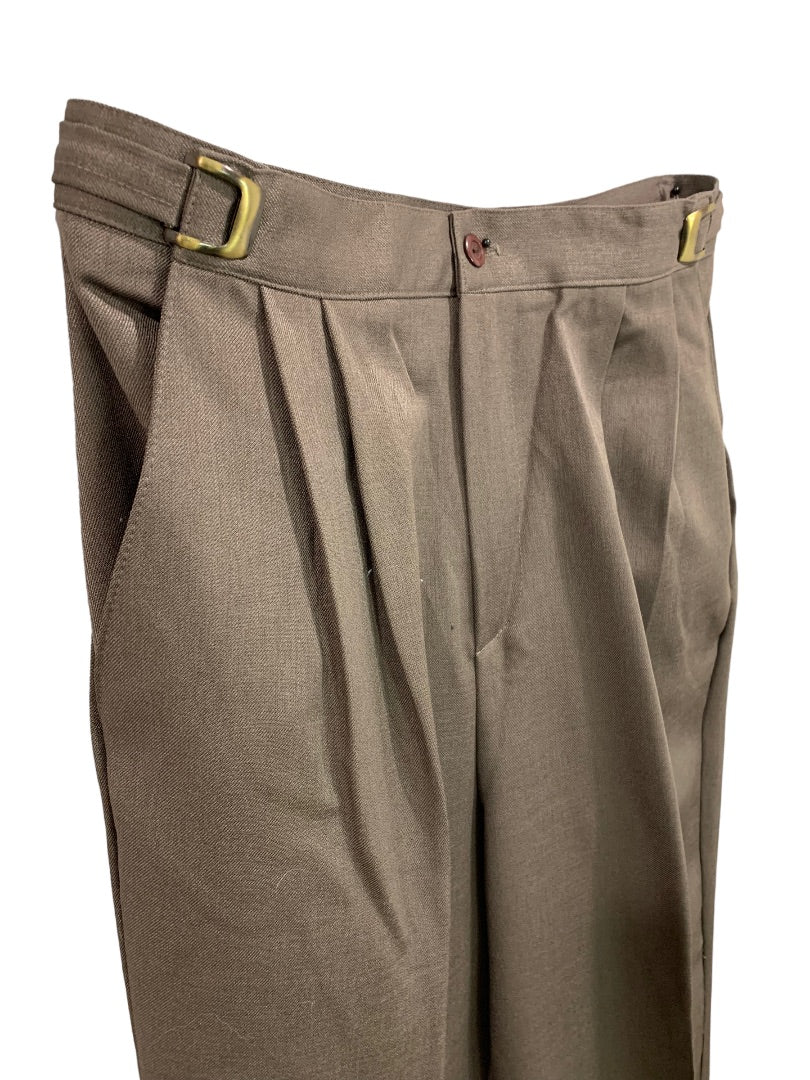 Size 10P Casual Corner Petites Brown Adjustable Waist Dress Pants 1990s Vintage